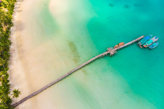 Beautiful Aerial view of beach and sea with coconut palm tree
